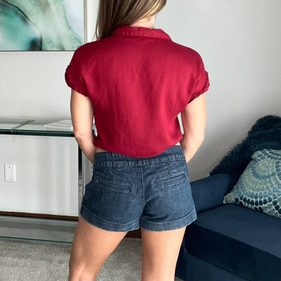 Guess Button Up, Tie Front Top, Size XS - Picture 2 of 3